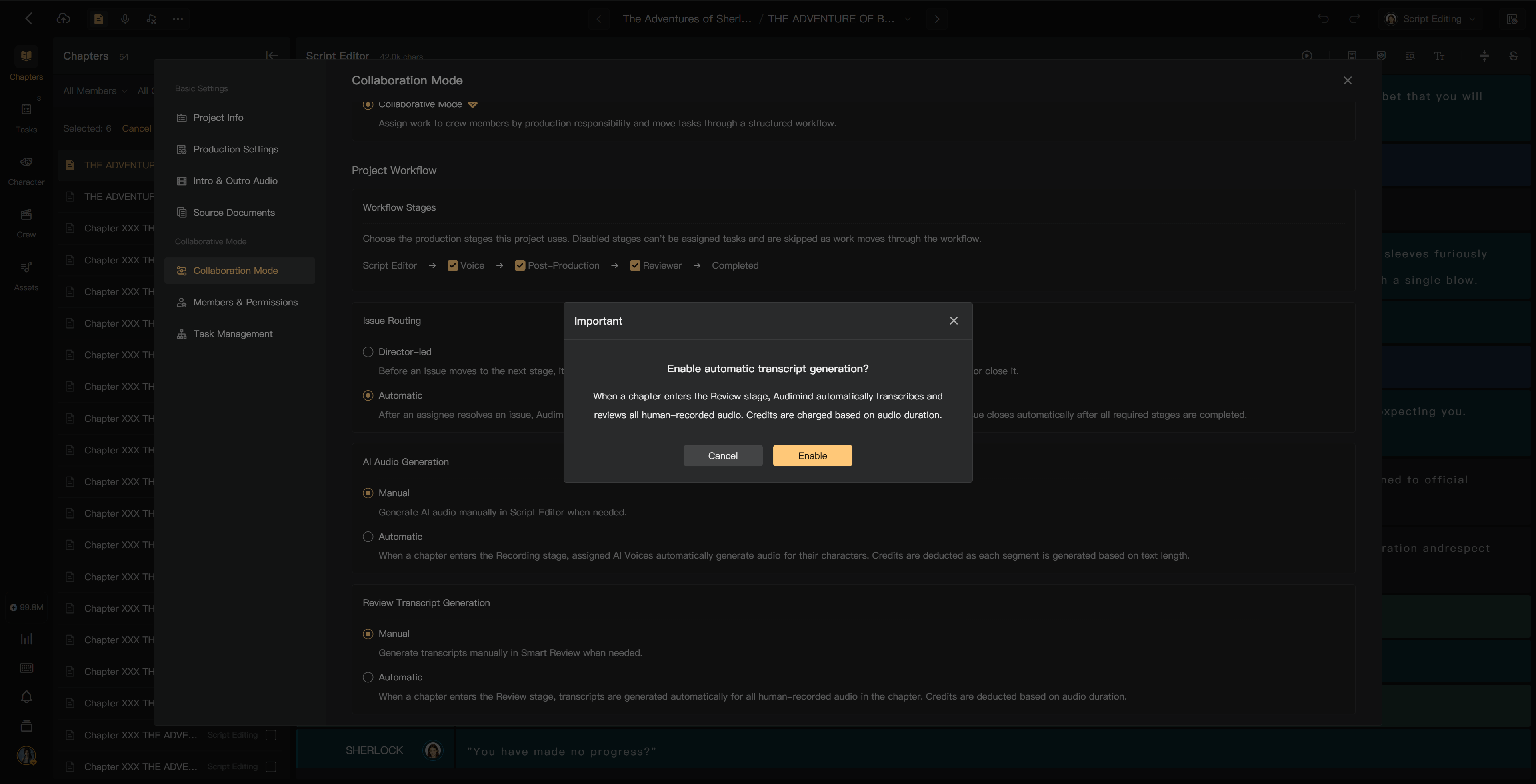 Manual or automatic transcripts