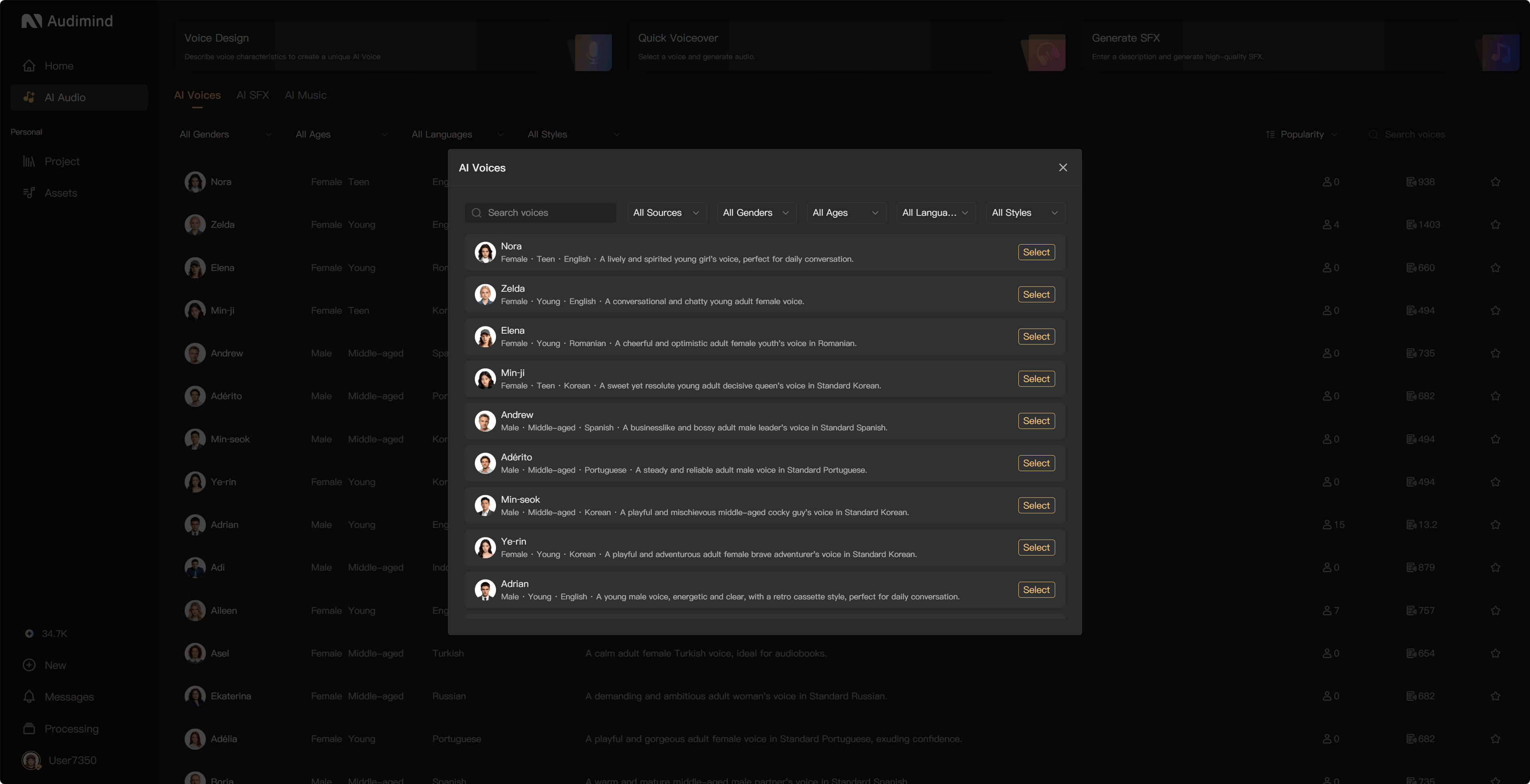 Generate audio